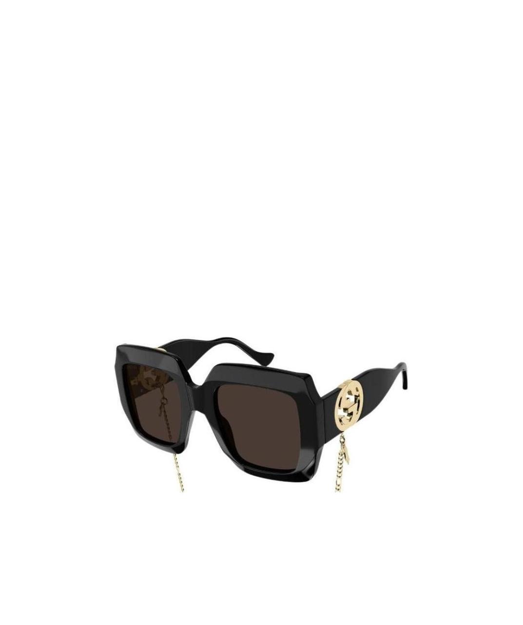 Gucci Oversize-frame Chain-detail Sunglasses In Black