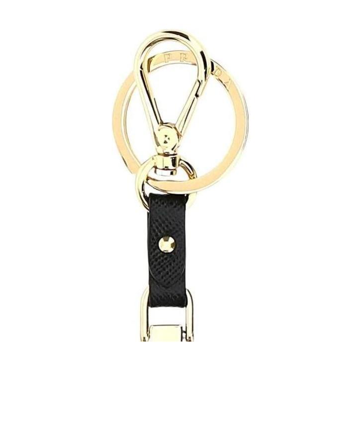 Prada Triangle Logo Keyring In Black