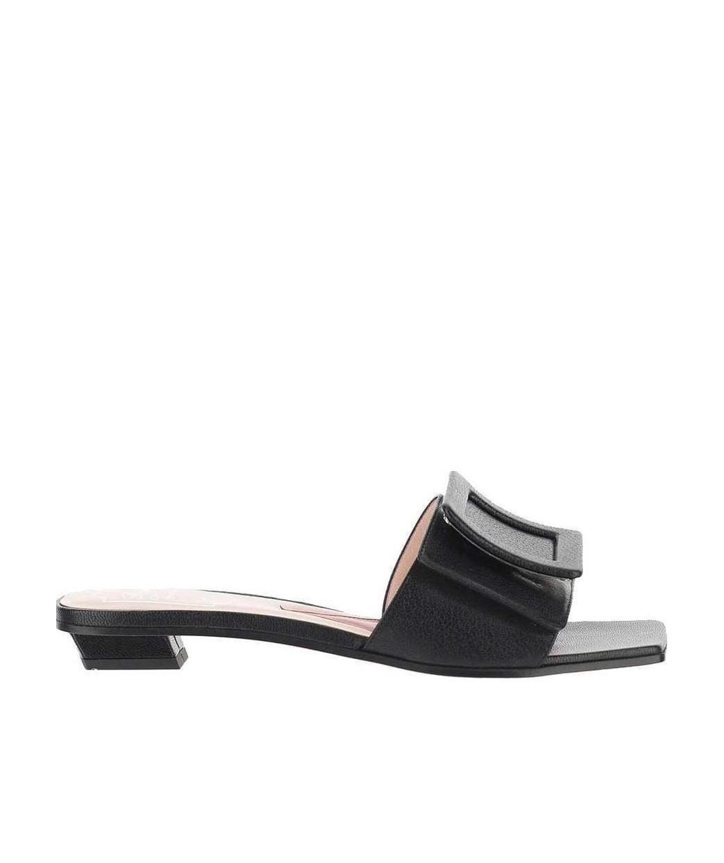 Roger Vivier Square Head Design Flip-flops In Black