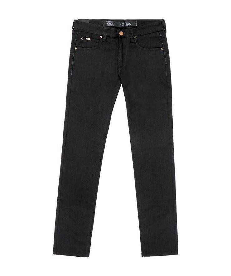Shop Armani Collezioni Logo Jeans In Black