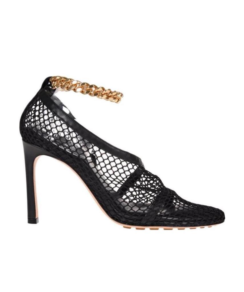 BOTTEGA VENETA CHAIN-TRIMMED 100MM MESH SANDALS