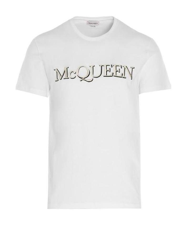 Alexander Mcqueen White Embroidered Logo T-shirt In White