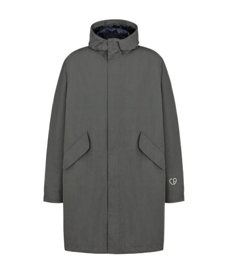 Dior Long-sleeved Logo Coat In Brown