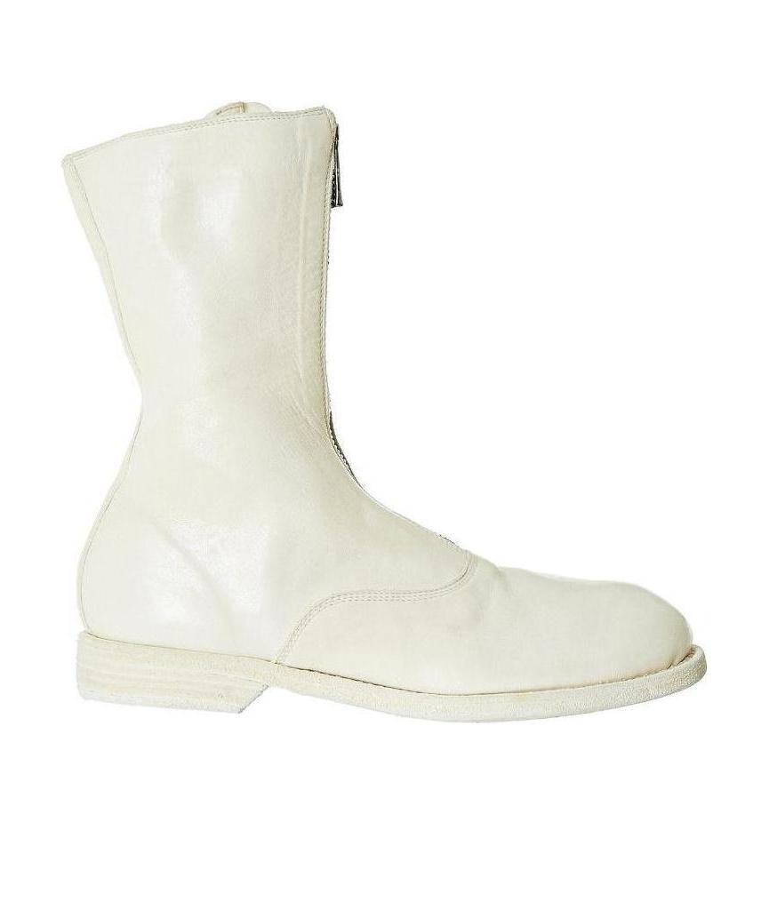 Guidi Women 310 Front Zip Military Boot In White