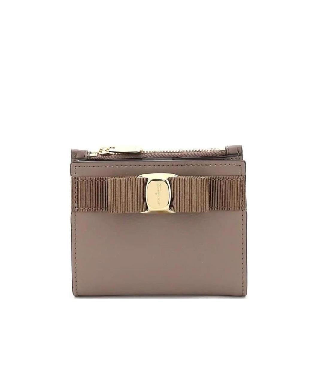 Ferragamo A Half-fold Wallet Decorated With A Bow In Gray