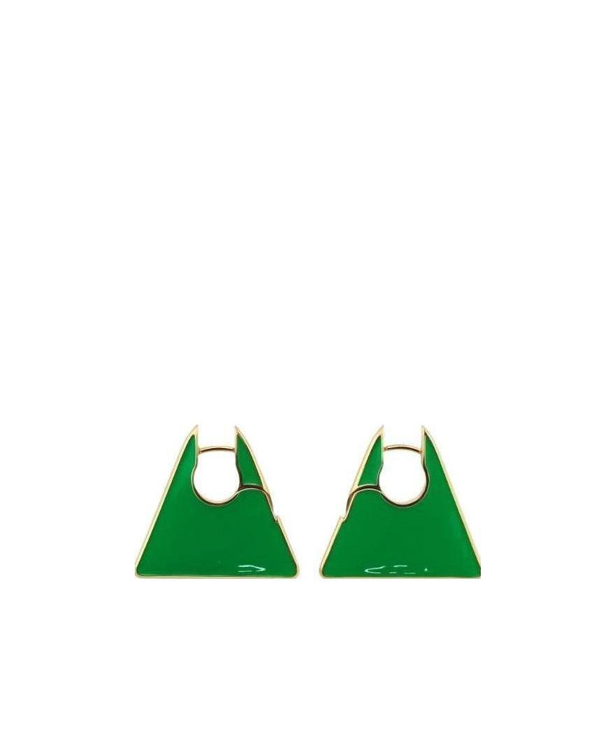 Bottega Veneta Triangle Enamel Earrings In Green