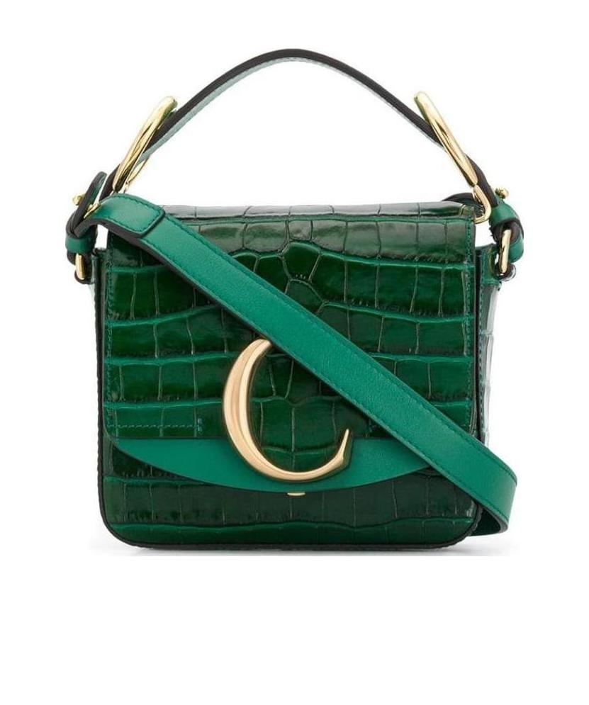 Chloé C Mini Crossbody Bag In Green