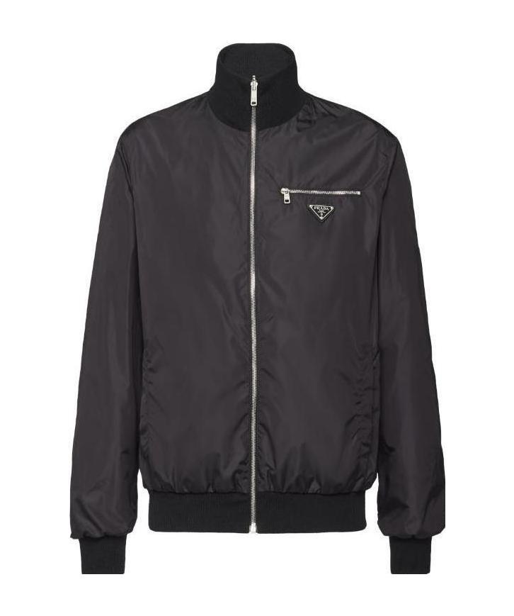 Prada Reversible Wool And Nylon Jacket Double-sided Pilot Jacket In Black