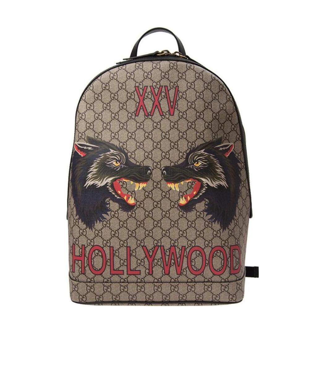 Gucci Wolf Head Printed Backpack In Brown