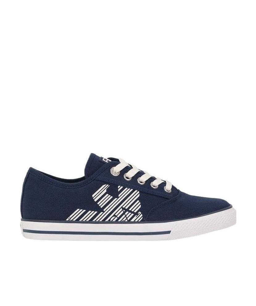 Ea7 Logo Strapped Casual Sneakers In Blue