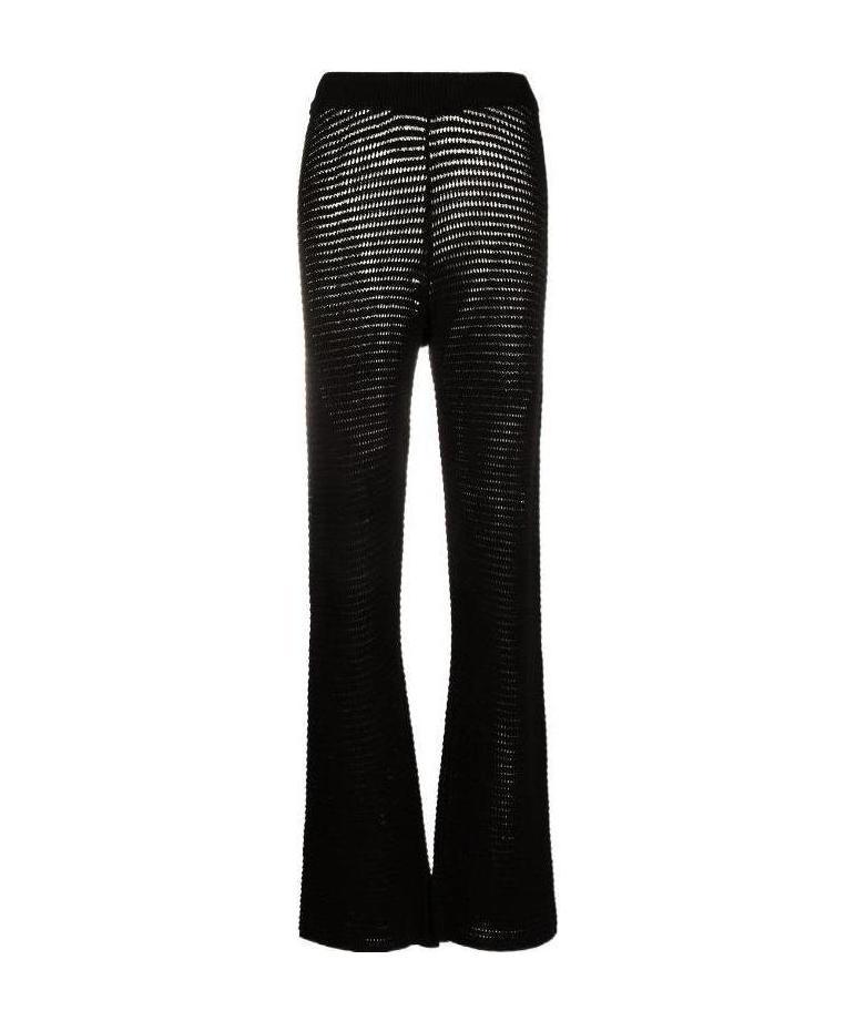 Nanushka Bazia Crochet-knit Slim Trousers In Black