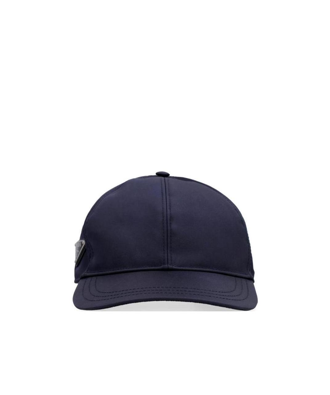 Prada Re-nylon Triangle Logo Cap In Black