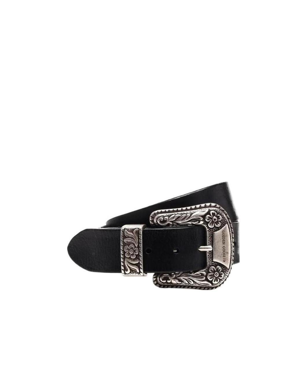 Golden Goose Deluxe Brand Black Vintage Effect Washed Leather Belt In Black
