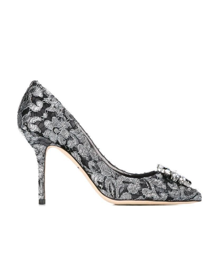 Dolce & Gabbana Bellucci Taormina Lace Pumps In Gray