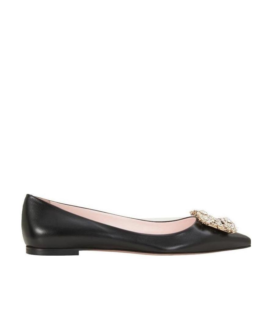 Roger Vivier Floral Diamond Ballet Shoes In Black