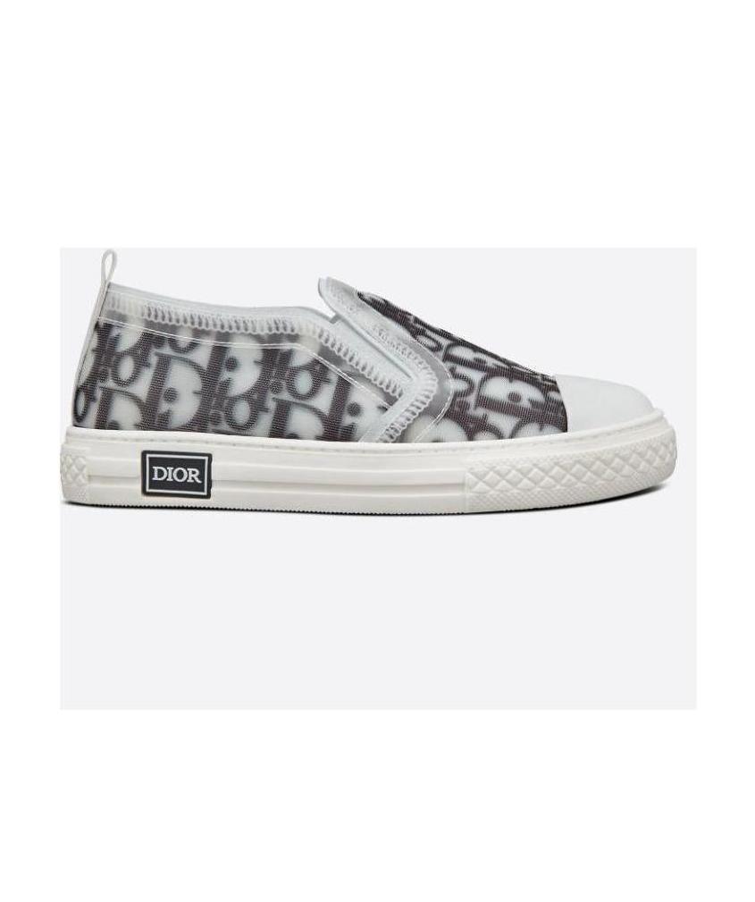 Dior Logo Gray Canvas Shoes In White