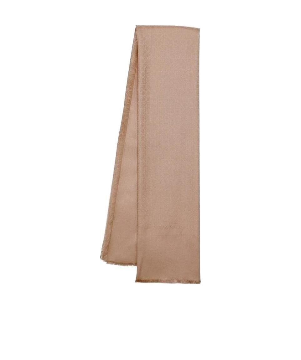 Ferragamo Logo Tassel Scarf In Nude