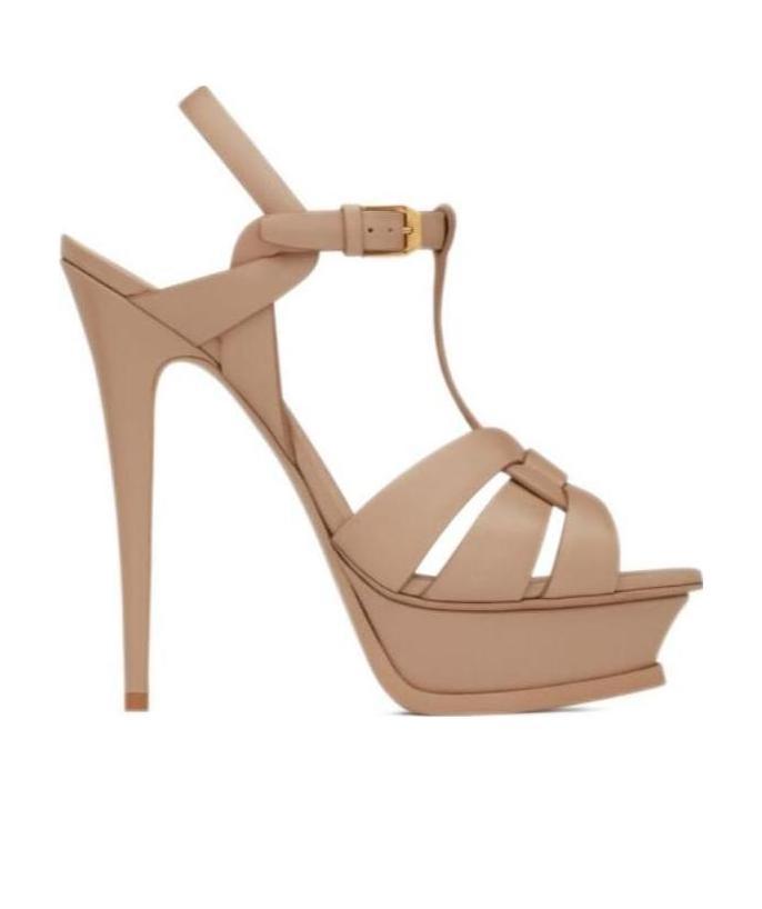 Saint Laurent Tribute Sandals In Nude