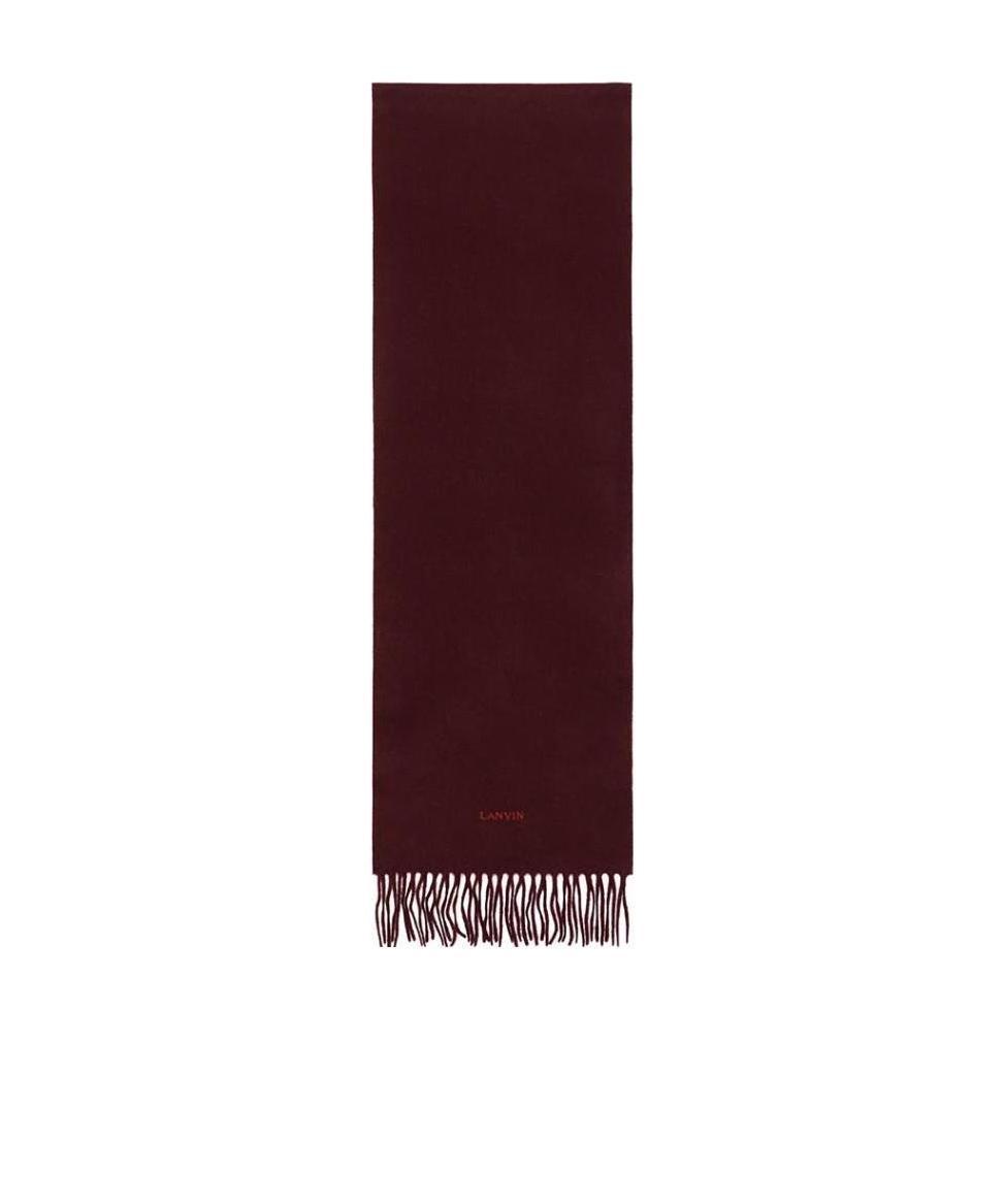Lanvin Logo Embroidered Scarf In Brown