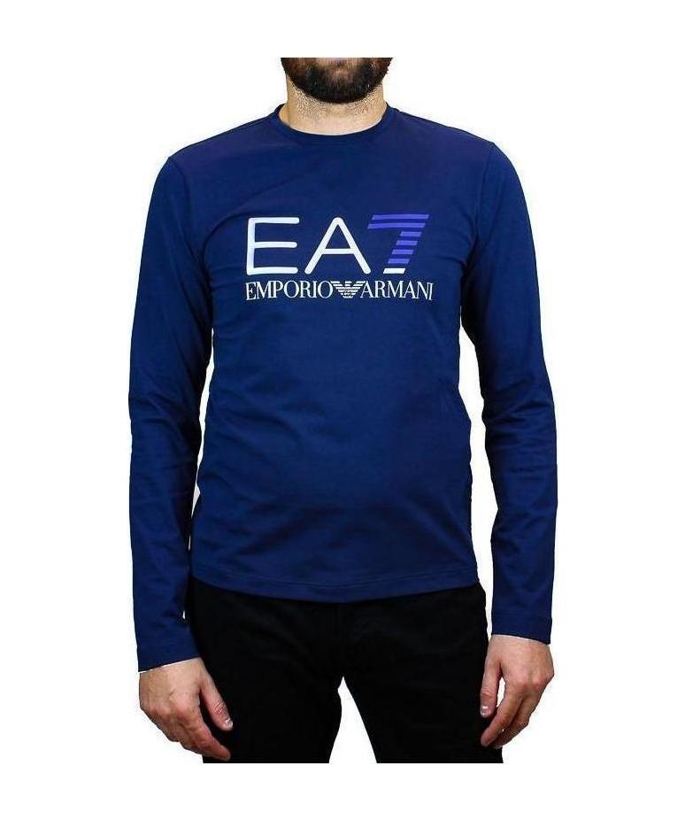 EA7 NAVY BLUE ROUND-NECKED T-SHIRT