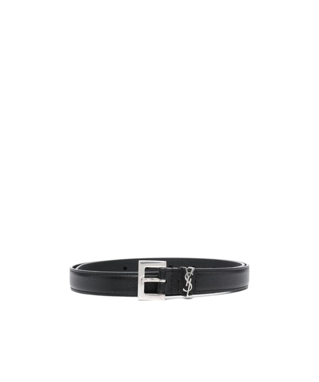 Saint Laurent Ysl Logo-plaque Belt In Black