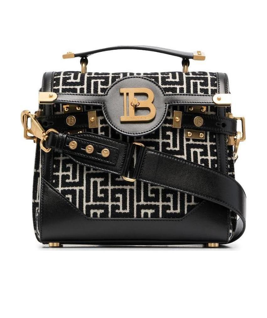 Balmain Bicolor Jacquard B-buzz 23 Bag In Black