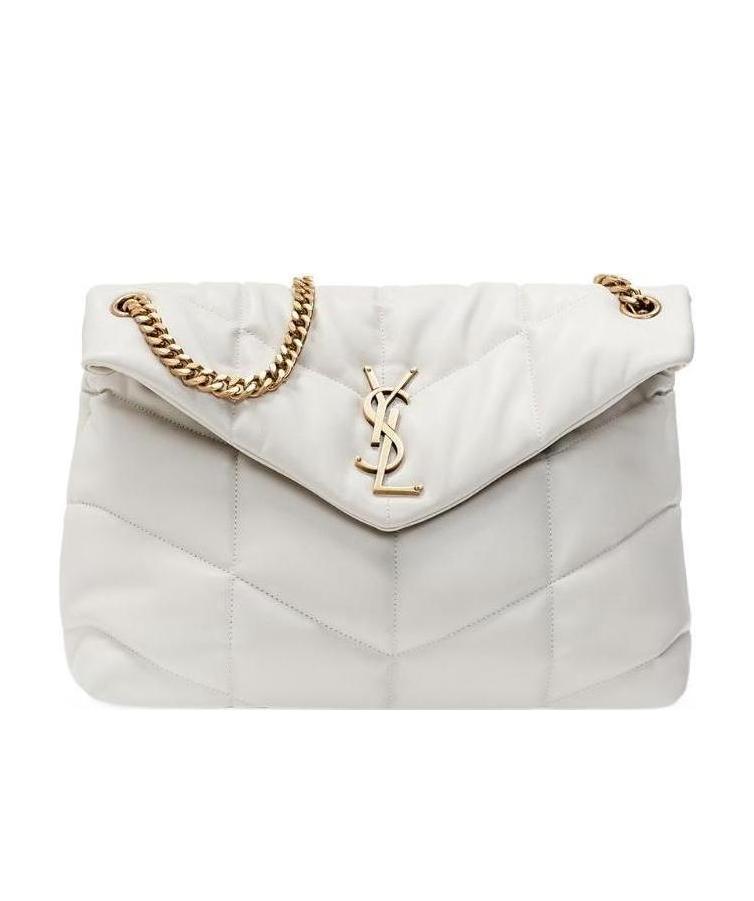 Saint Laurent Medium Loulou Puffer Shoulder Bag In White