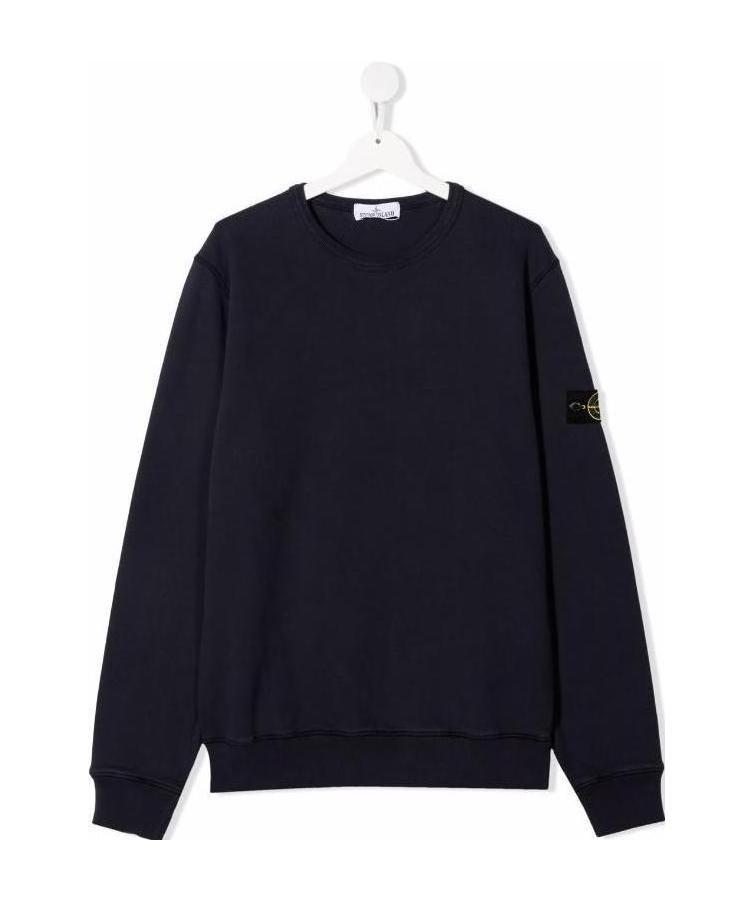 Stone Island Teen Logo-patch Cotton Sweatshirt In Blue