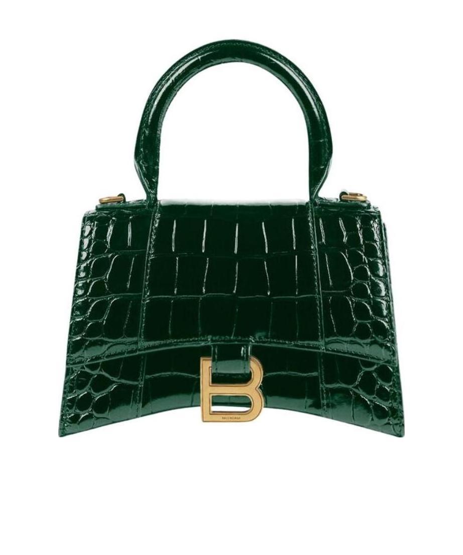 Balenciaga Borsetta Hourglass Xs Con Lavorazione Coccodrillo Da Donna In Verde In Green