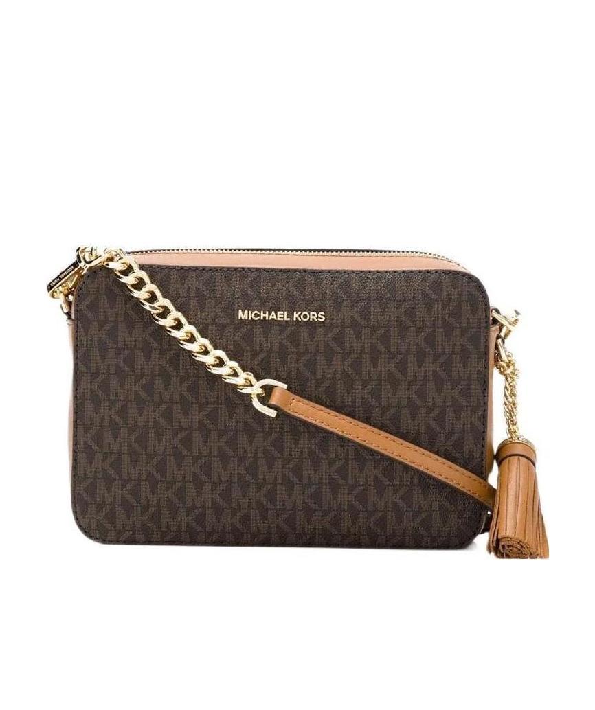 Michael Michael Kors Ginny Monogram Print Cross-body Bag In Brown