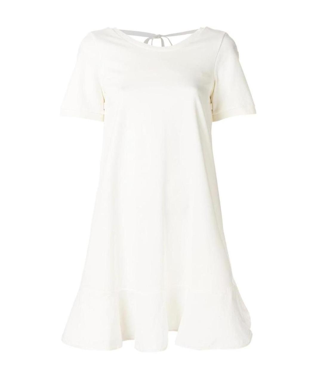 Moncler Horn-shaped Lotus Leaf Edge Dress In White