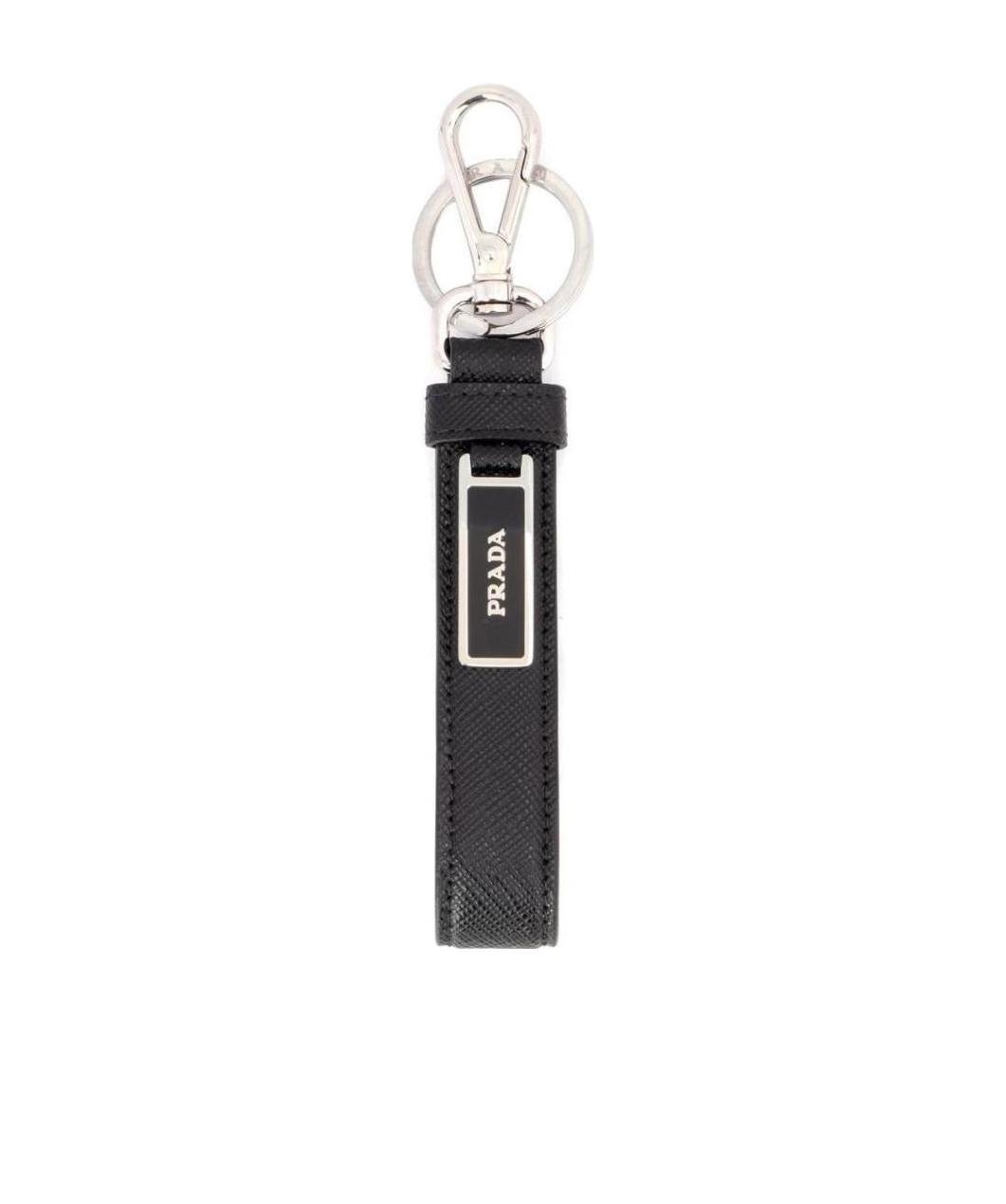 Prada Saffiano Leather Key Fob In Black
