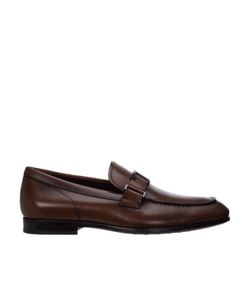 Tod's T Logo Leather Loafers In Black