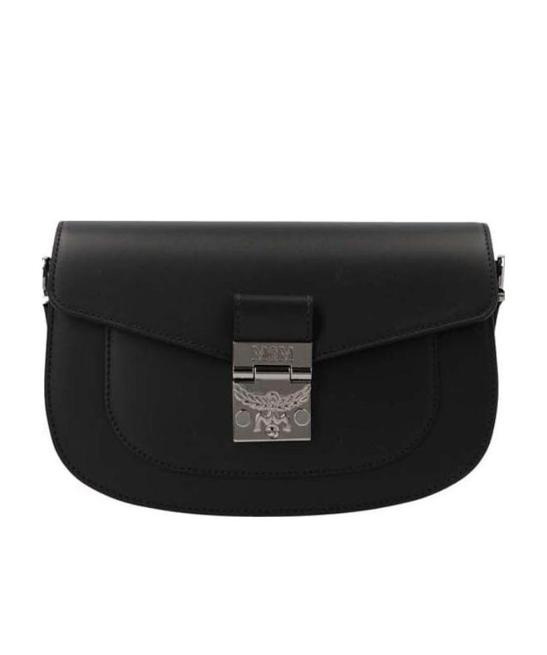 Mcm Logo Shoulder Bag In Black