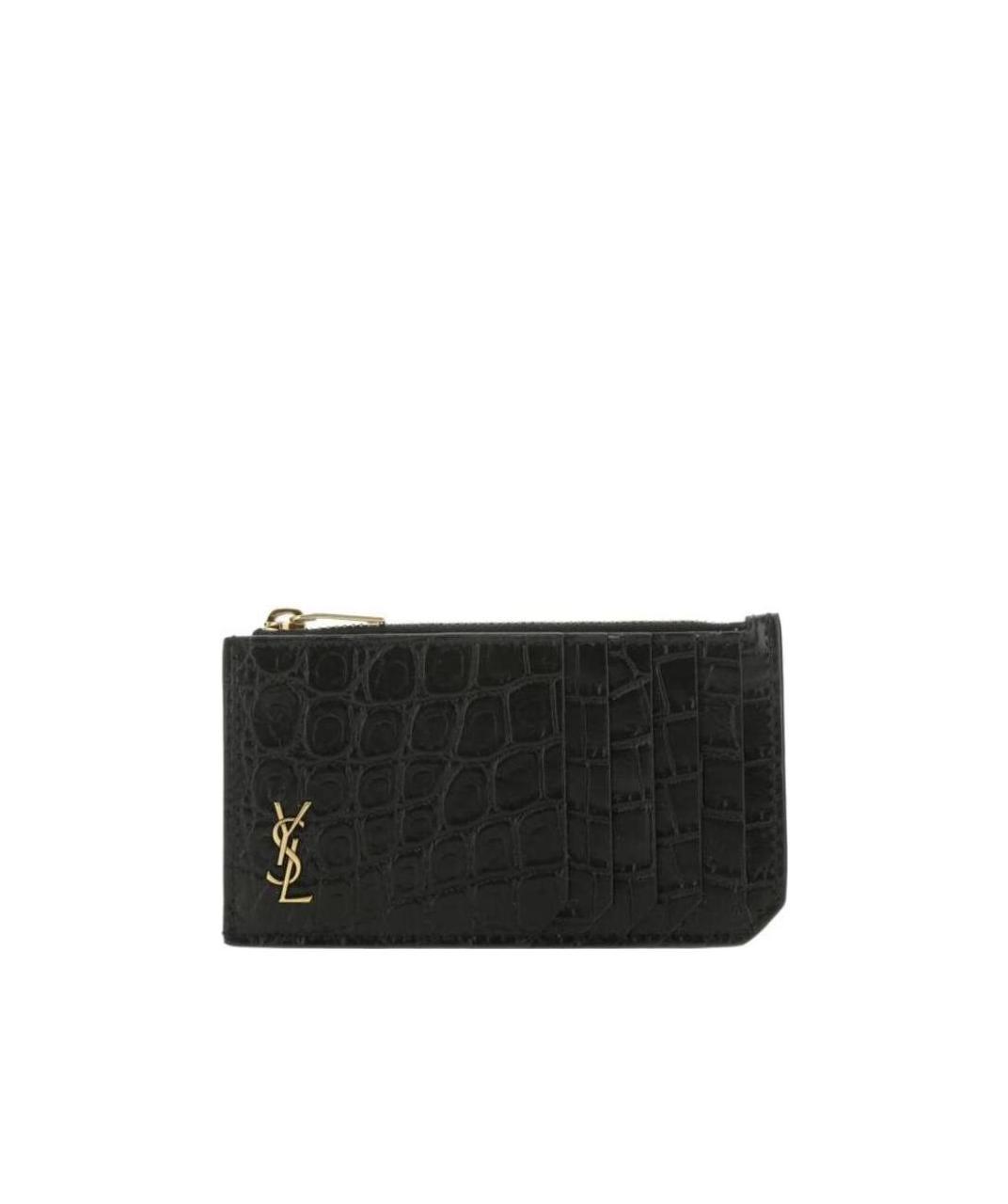 Saint Laurent Fragments Crocodile-effect Wallet In Black