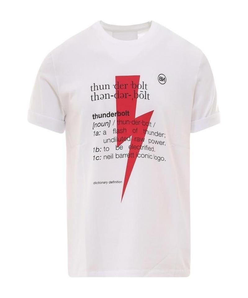 Neil Barrett Short-sleeved Crew Neck T-shirt With Graphic Print In White