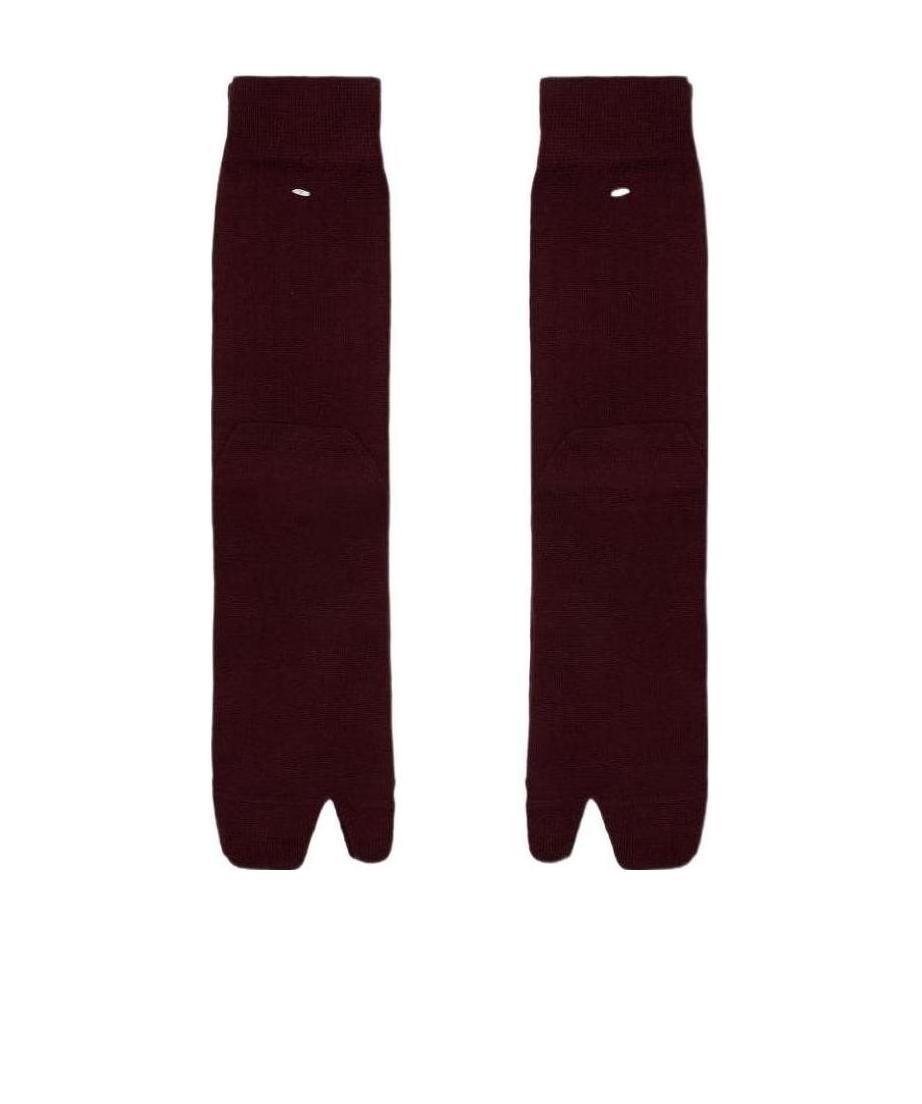 Shop Maison Margiela Tabi-toe Ribbed-knit Socks In Brown