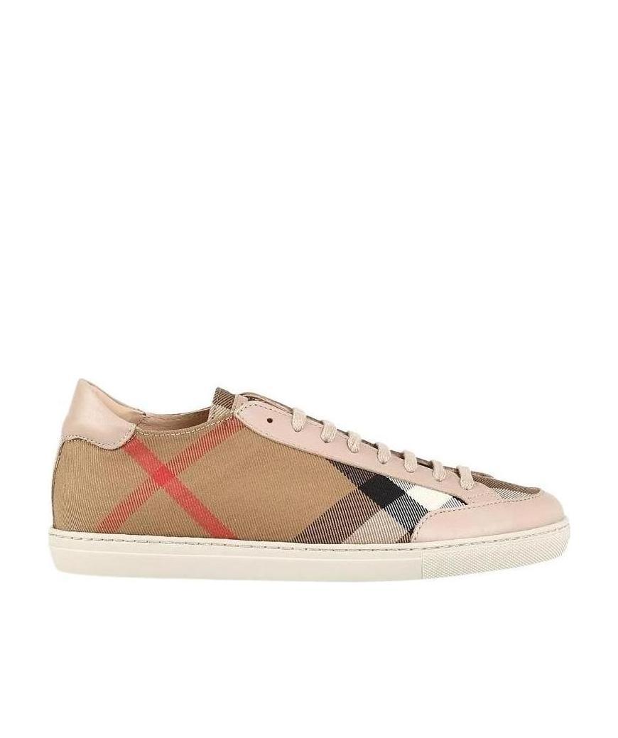 Burberry Checkered Leisure Sports Shoes In Nude