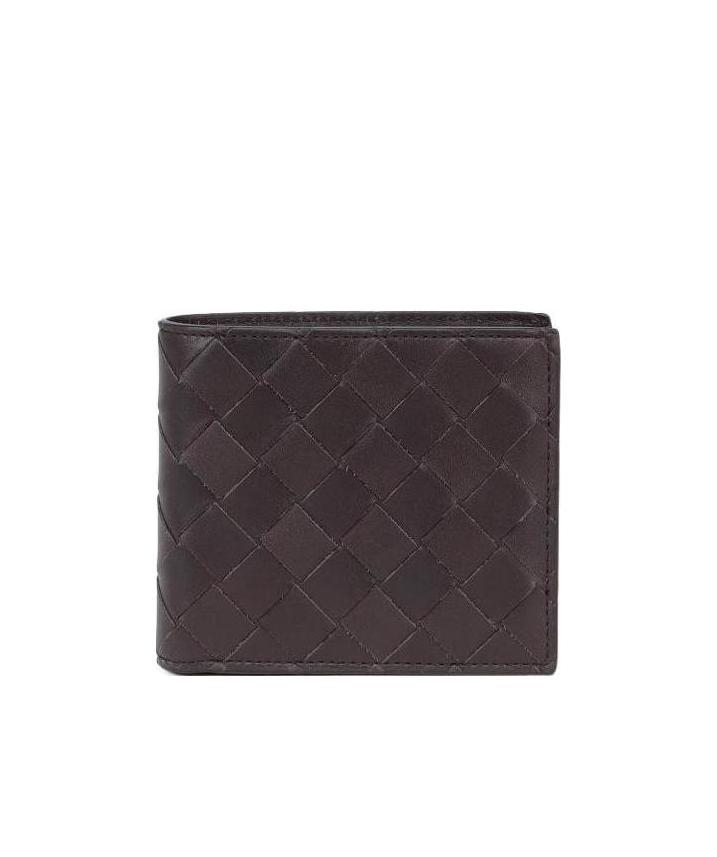 Bottega Veneta Men Leather Wallet With Intrecciato Motif In Black