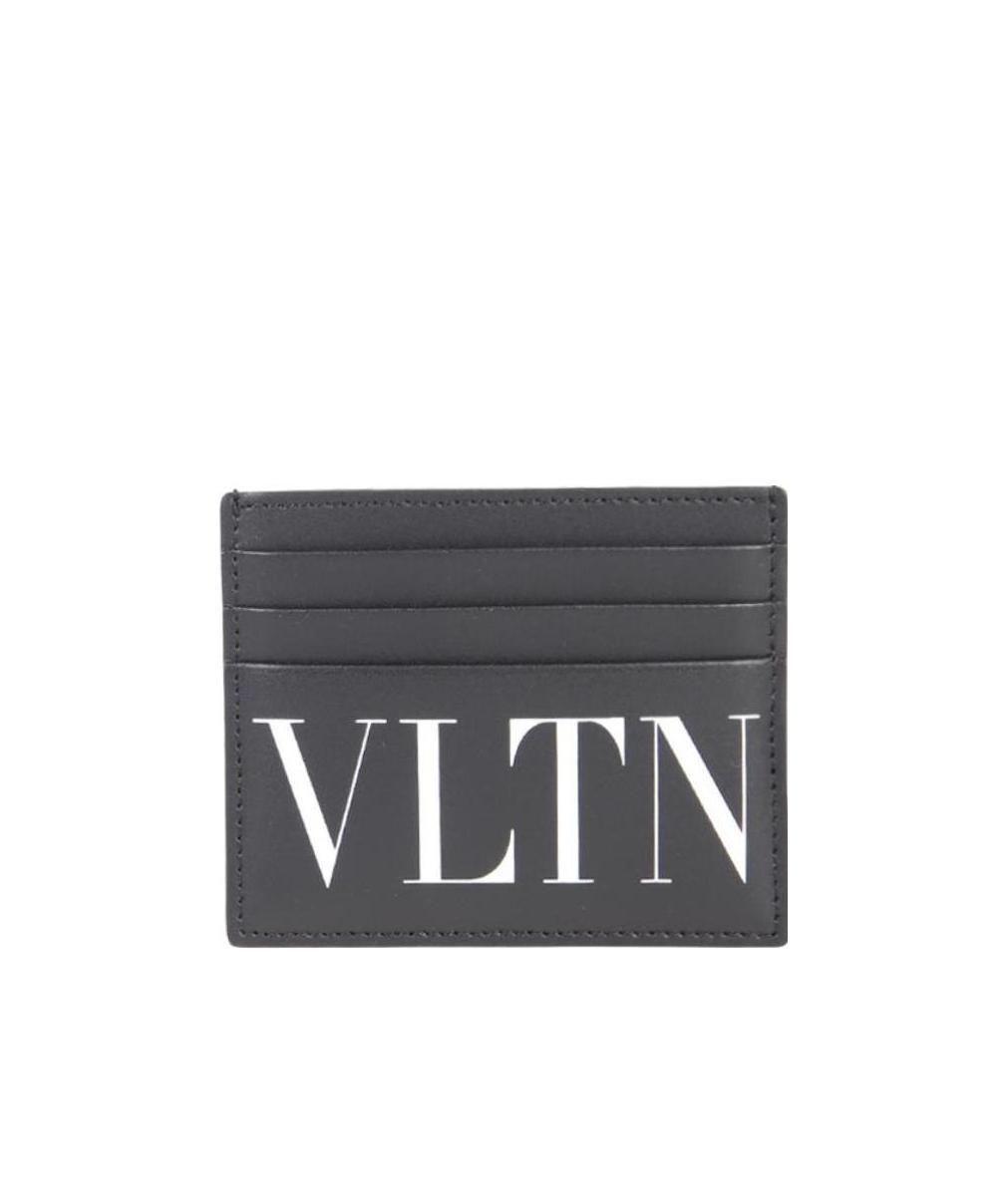 Valentino Vltn Print Cardholder In Black
