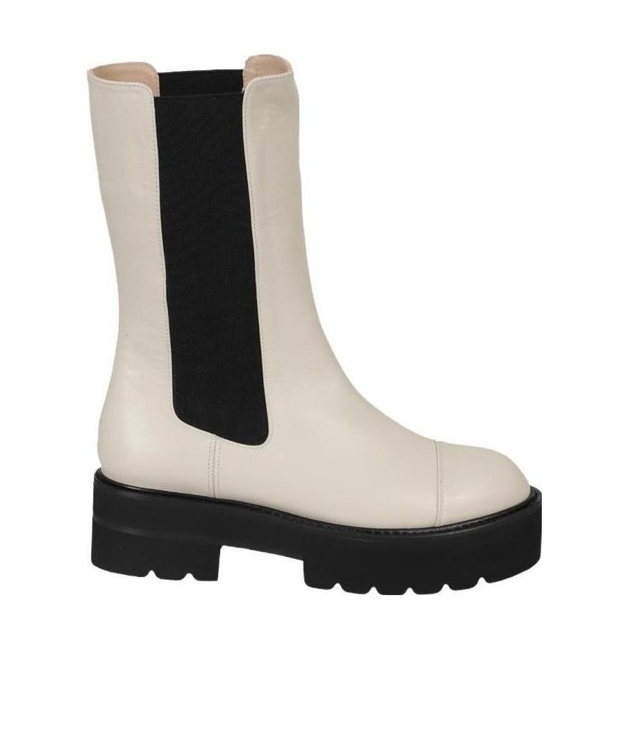 Stuart Weitzman Presley Chelsea Ankle Boots In White