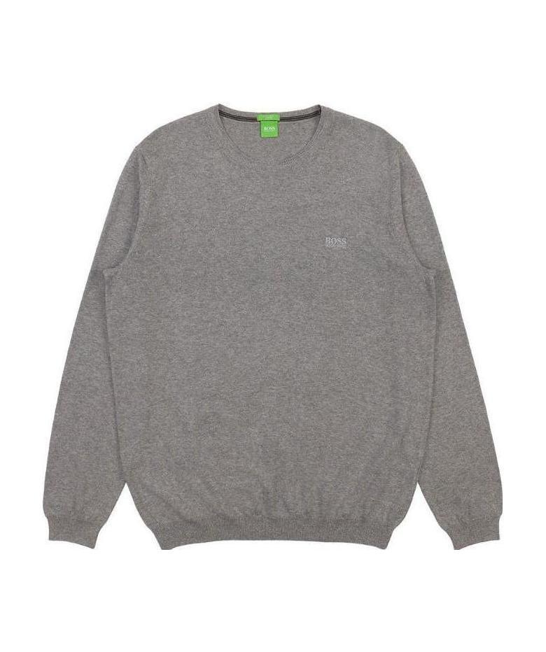 Shop Hugo Boss Round Neck Huibiao Sweater In Gray