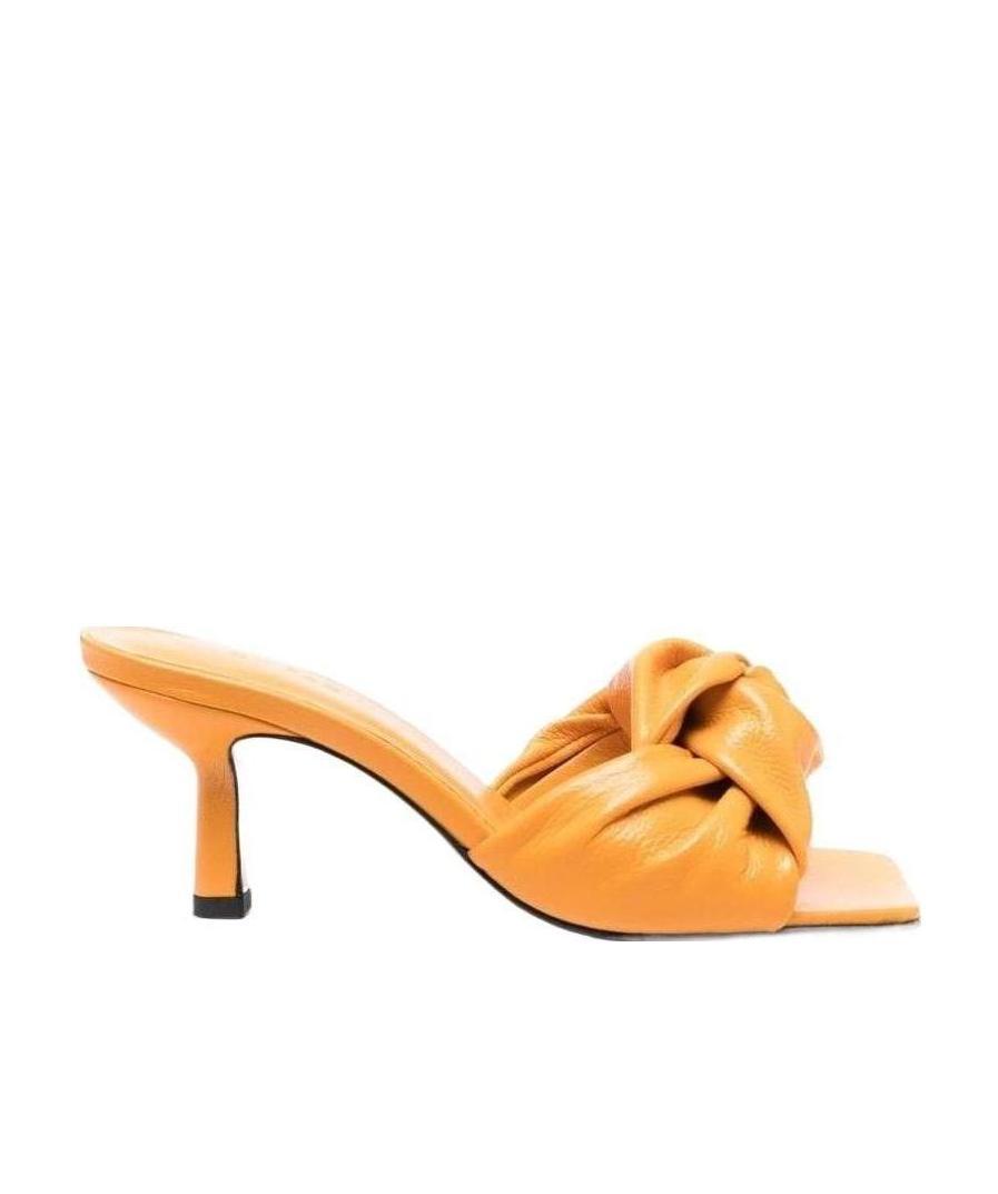 By Far Sunflower Orange Leather Lana Mules In Orange