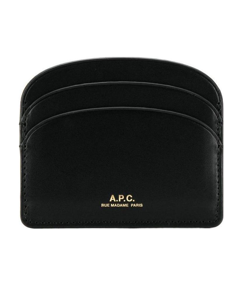 Apc A.p.c. Demi Lune Leather Card Holder In Black