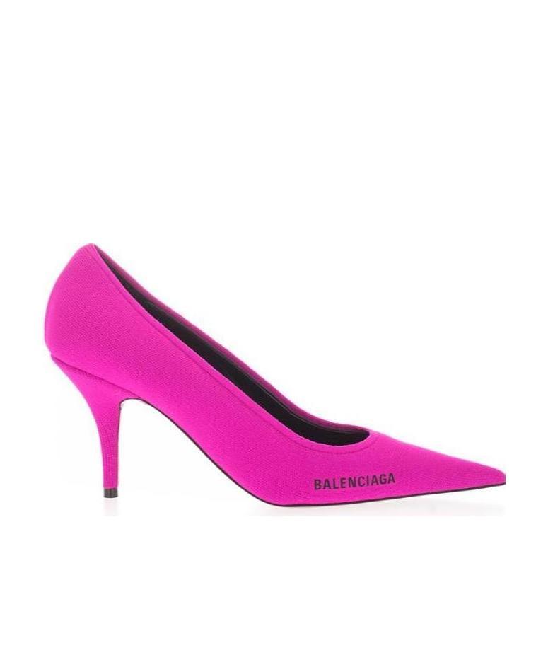 Balenciaga Logo Details Pointed High Heels In Pink