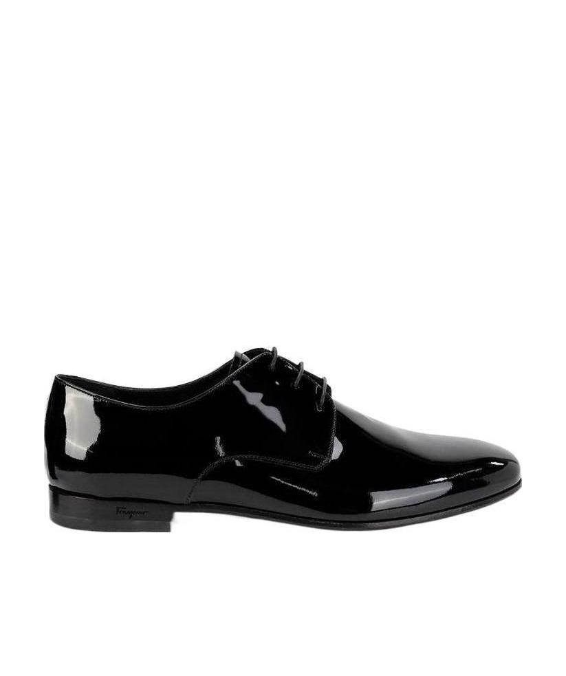 Ferragamo Aiden Series Lace-up Business Casual Shoes In Black