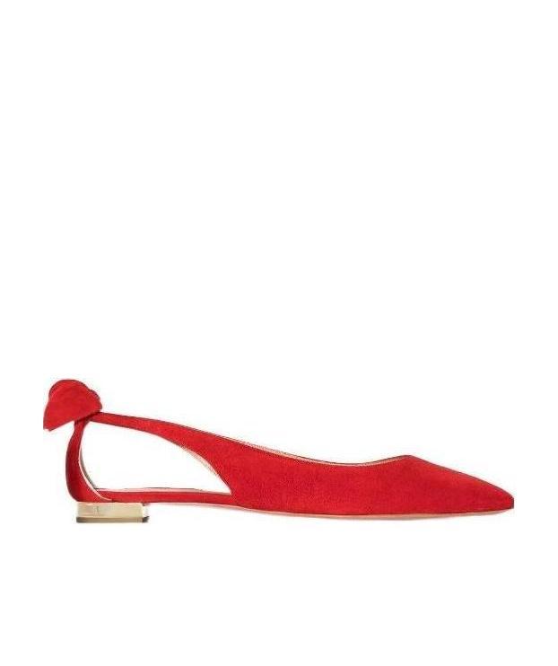 Aquazzura Bow Tie Suede Ballet Flats In Red