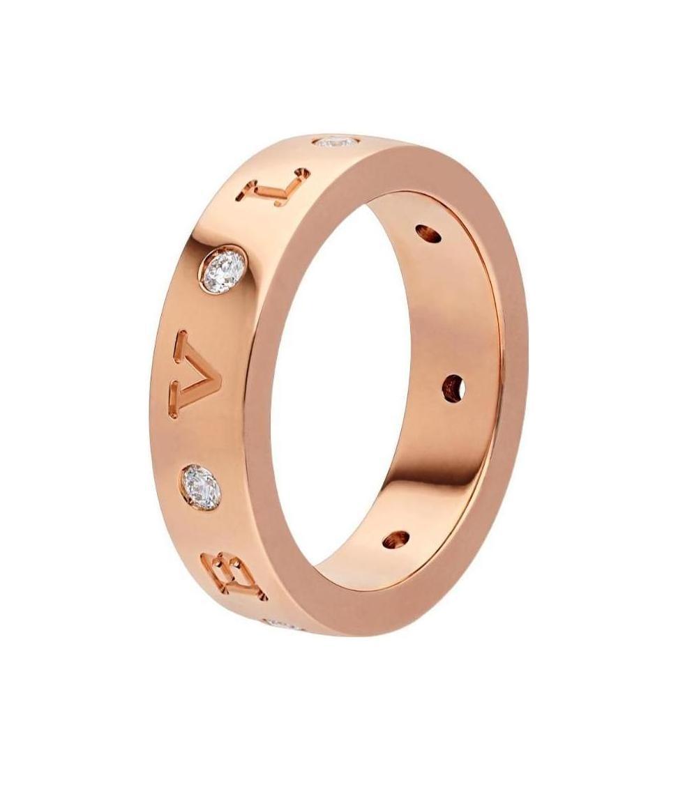 Bvlgari Rose Gold And Diamond B. Zero1 Ring In Yellow