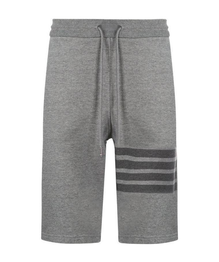 Thom Browne Tonal 4-bar Loopback Track Shorts In Gray