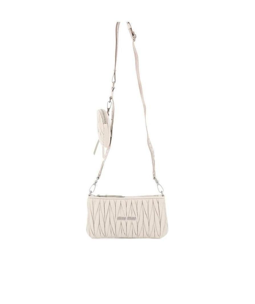 Miu Miu Quilted Matelassé Clutch Bag In White